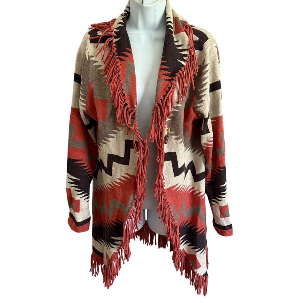 Tasha Polizzi Fringed Sweater Cardigan Jacket Women’s Large